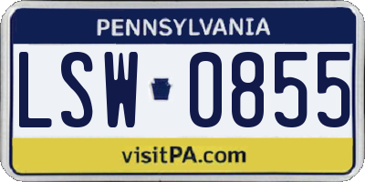 PA license plate LSW0855