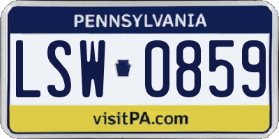 PA license plate LSW0859