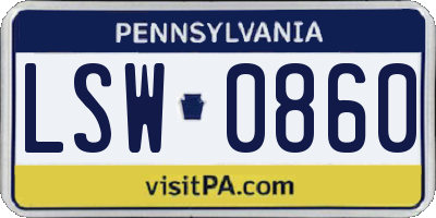 PA license plate LSW0860