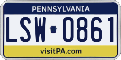 PA license plate LSW0861