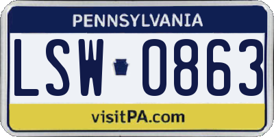 PA license plate LSW0863