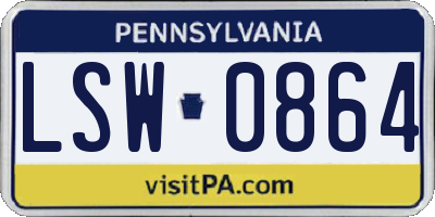PA license plate LSW0864