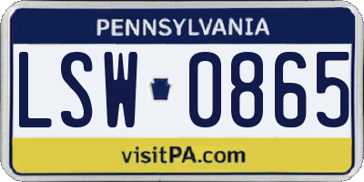 PA license plate LSW0865