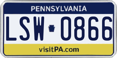 PA license plate LSW0866