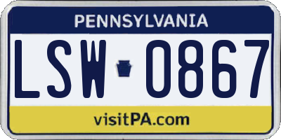 PA license plate LSW0867