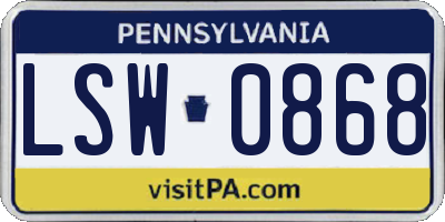 PA license plate LSW0868