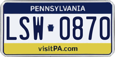 PA license plate LSW0870