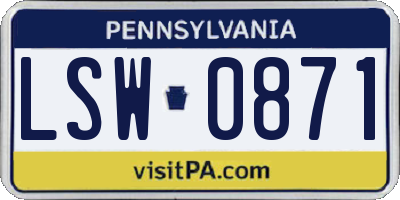 PA license plate LSW0871