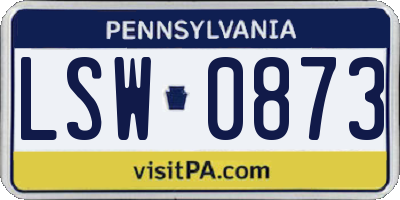 PA license plate LSW0873