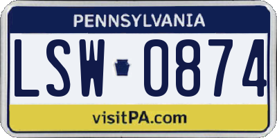 PA license plate LSW0874