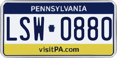 PA license plate LSW0880