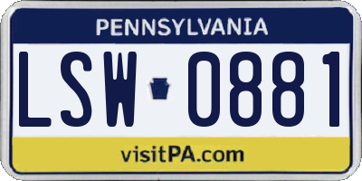 PA license plate LSW0881