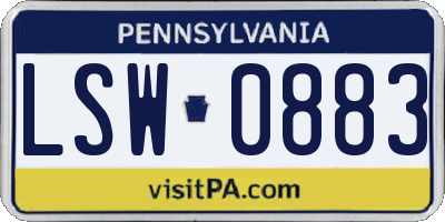 PA license plate LSW0883