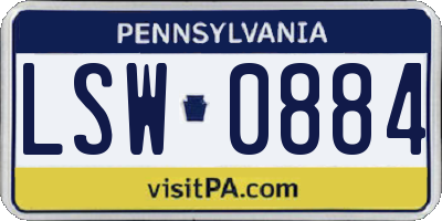PA license plate LSW0884