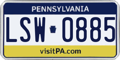 PA license plate LSW0885