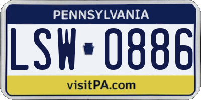 PA license plate LSW0886
