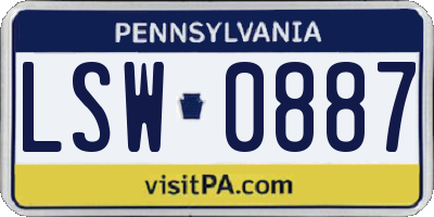 PA license plate LSW0887