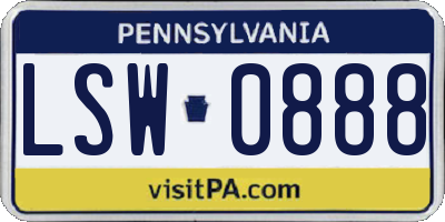 PA license plate LSW0888
