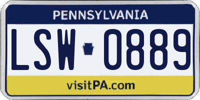 PA license plate LSW0889