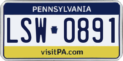 PA license plate LSW0891