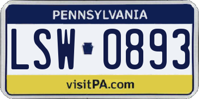 PA license plate LSW0893