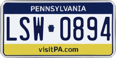 PA license plate LSW0894