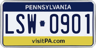 PA license plate LSW0901