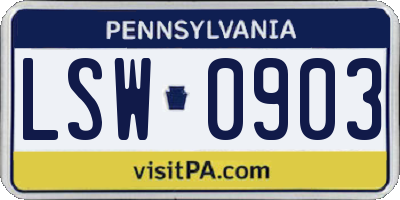 PA license plate LSW0903