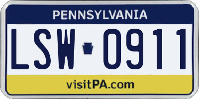 PA license plate LSW0911