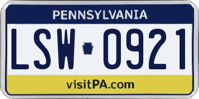PA license plate LSW0921