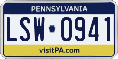 PA license plate LSW0941