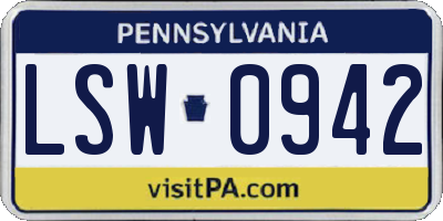 PA license plate LSW0942