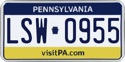 PA license plate LSW0955