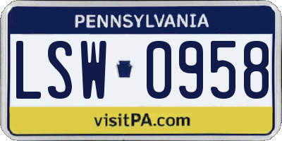 PA license plate LSW0958