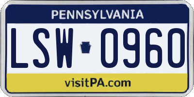 PA license plate LSW0960