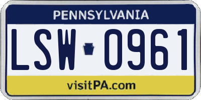 PA license plate LSW0961
