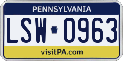PA license plate LSW0963