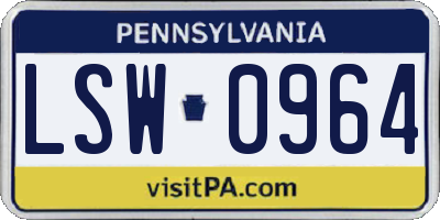 PA license plate LSW0964