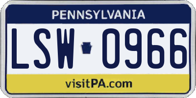 PA license plate LSW0966