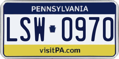 PA license plate LSW0970