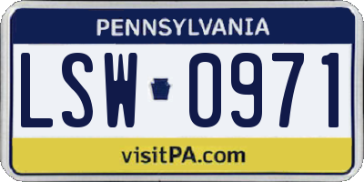 PA license plate LSW0971