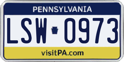 PA license plate LSW0973