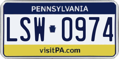 PA license plate LSW0974