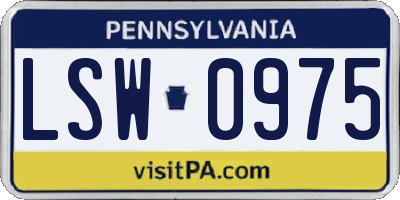 PA license plate LSW0975
