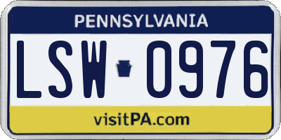 PA license plate LSW0976