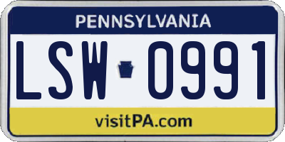PA license plate LSW0991