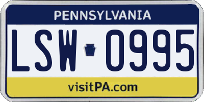 PA license plate LSW0995