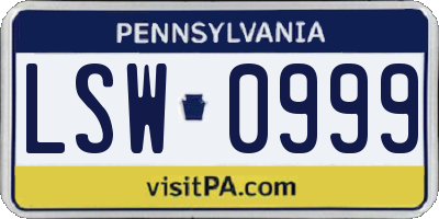 PA license plate LSW0999