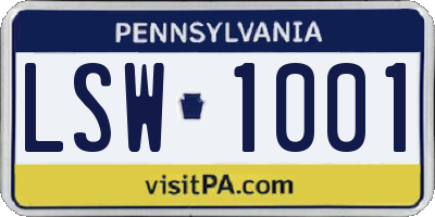 PA license plate LSW1001