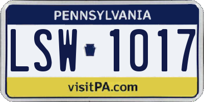 PA license plate LSW1017